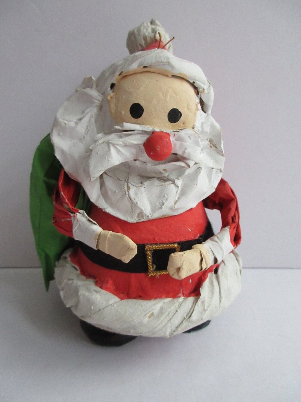 Paper Mache Santa Claus 4.5" Christmas Ornaments Vintage Taiwan ROC